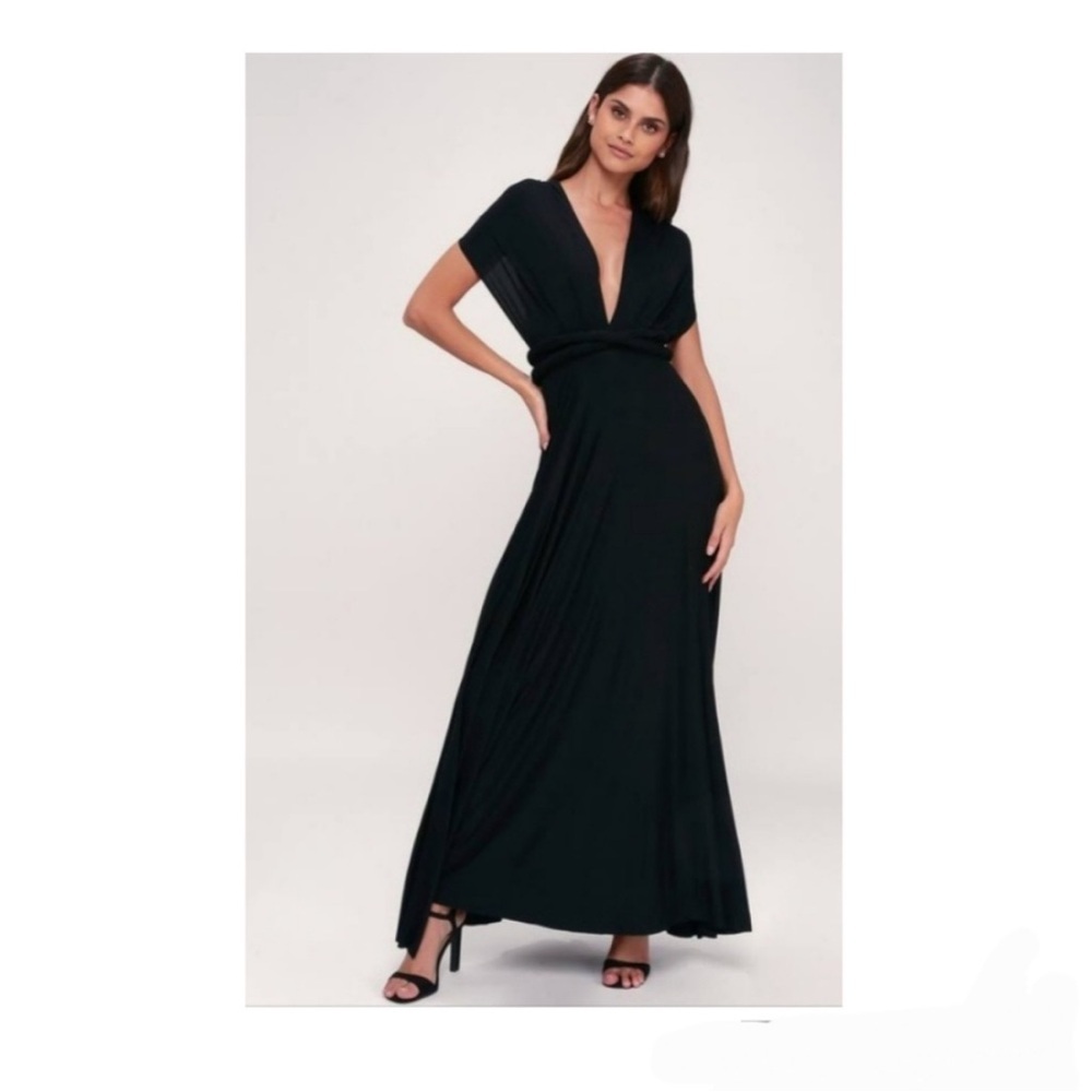 Lulus Tricks of the Trade Slate Black Maxi Dress Size Large NWT - Picture 3 of 16
